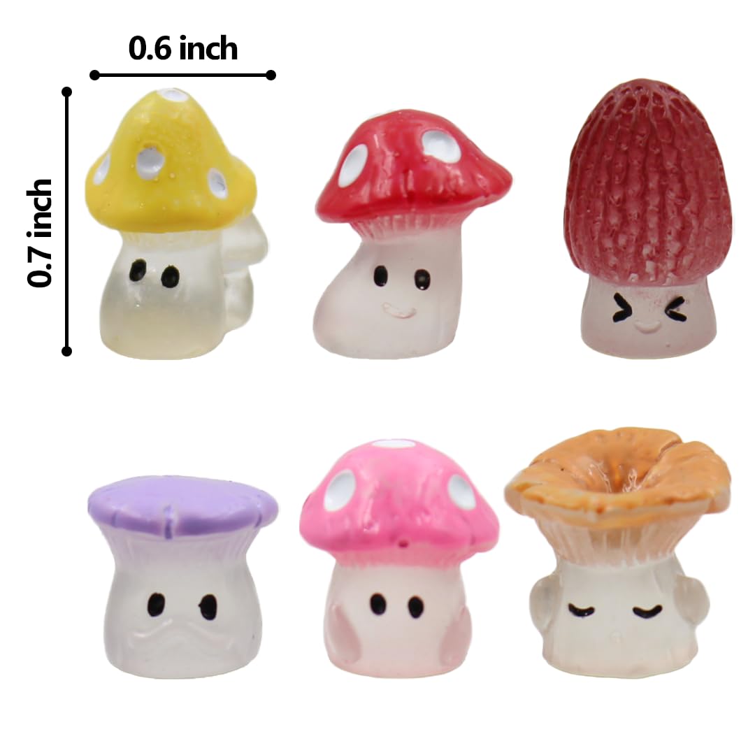 Mushroom Hinge Head Home Decoration Set of 6 - Glow in The Dark Hinge Heads Decorative Topper - Magnetic Hinge Head Toppers