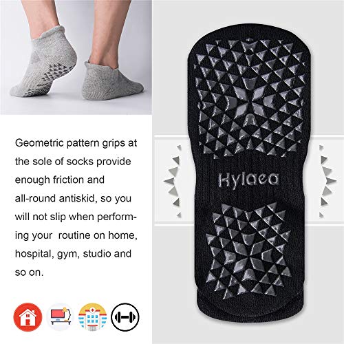 Large-X-Large Unisex Non-Slip Yoga Socks with Grip - 2 Pairs Black & Grey