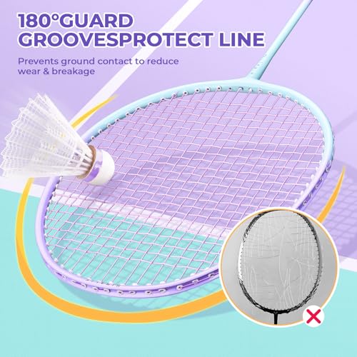 HIRALIY Badminton Set - 2 Rackets, 6 Shuttlecocks & Carry Bag (2 Player)