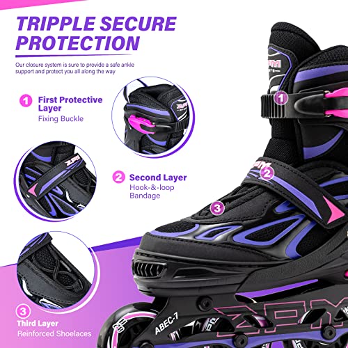 Adjustable Flashing Inline Skates for Kids & Adults - Light Up Wheels