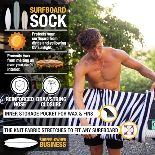 Ho Stevie! Surfboard Sock Cover 9'6" – Thick Protective Bag in Black & White