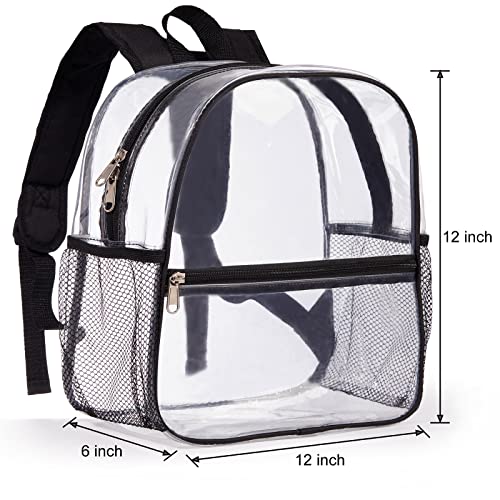 Clear Mini Backpack - 12x12x6 Stadium Approved - Black