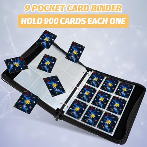 900-Card Trading Card Binder with Zipper Closure & Top-Loading Pages