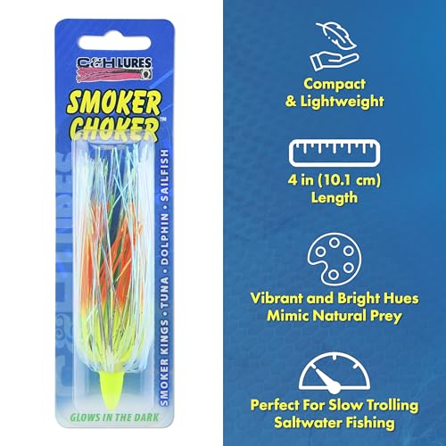 Smoker Choker Fishing Lures - Luminescent Glowing Head, 4in - Black/Pink/Pearl