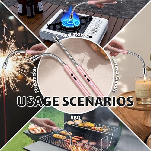 Electric Candle Lighter - 2 Pack Pink Flameless Windproof