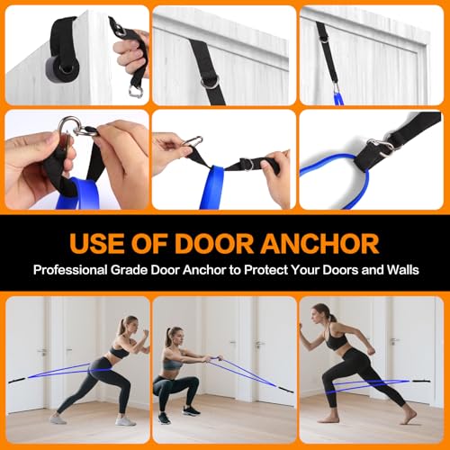 Qultivo Resistance Bands Set with Pull-Up Assistance - Blue, Green, Red, Orange, Yellow