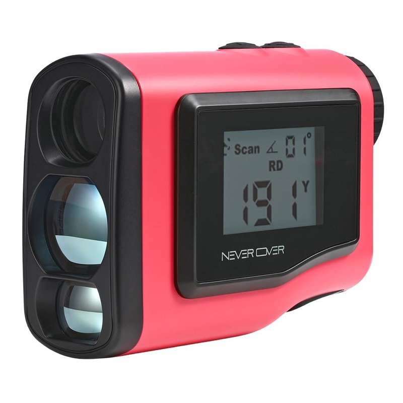 Never Over Range Finder Golf 1100 Yard, Golf Rangefinder with Slope and LCD Screen, Range Finder Golf Flag Lock Tech and Vibration, Colorful Pink, Blue, Red and Yellow (red)