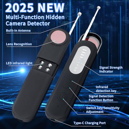 2025 New Multi-Function Hidden Camera Detectors and Bug Detector,GPS Hidden Camera Detector, Rf Wireless Signal Scanner, Camera Detector for Hotels, Home, Office etc.