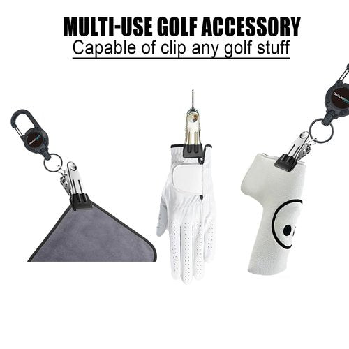 ZWOOGYM Never Lose Your Golf Headcover Retractable Clips, Your Will not be Losing Your Club Covers,Golf Club Accessories for Men and Women (Black*2)
