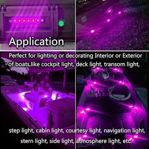 Purple Boat Interior Lights 12V Waterproof Marine LED Deck Courtesy Transom Bow Set - 10pcs