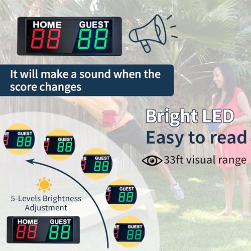 Portable Digital Scoreboard with Remote - Plug-In Red & Green