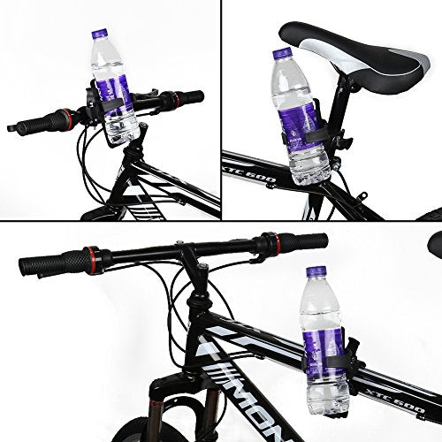 Bike Water Bottle Holder - 2 Pack, No Screws, Rotatable - Black