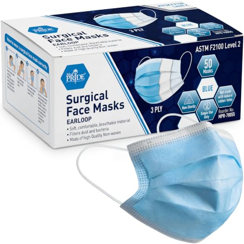Disposable 3-Ply Medical Face Masks - Pack of 50