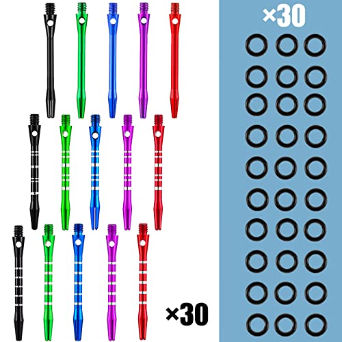 Leitee 30 Pcs Multicolor Steel Tip Dart Shafts 2BA Thread for Throwing Darts