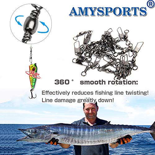 Stainless Steel Snap Swivel Fishing Barrel Connector - Size 12 (15lb) 50 pcs