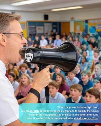 Rechargeable Megaphone Speaker with Siren & Recording - 300ft Range