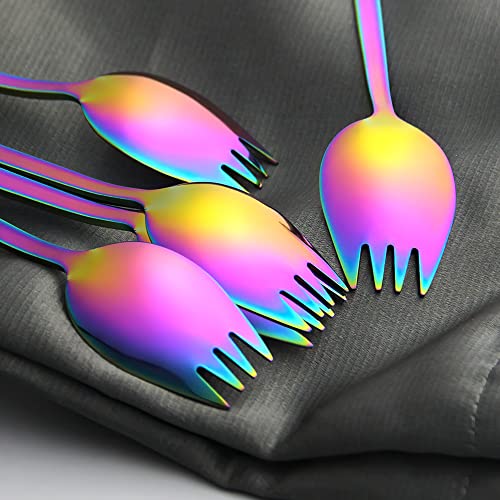 Rainbow Spork Set - 4-Pack Colorful 18/10 Stainless Steel Sporks