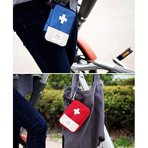 First Aid Kit Bag - Mini Medical Storage Pouch, Red & Blue, Small Size