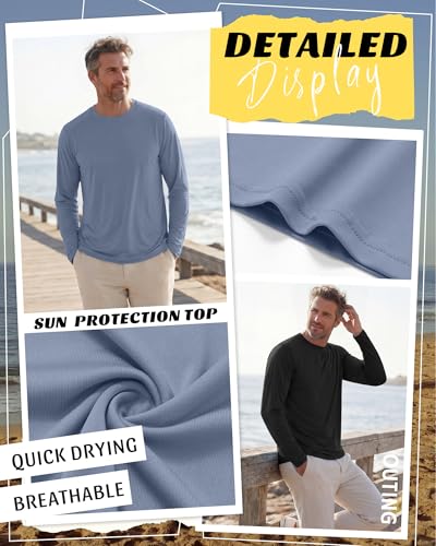 August Alley Men's Rash Guard Shirts UPF 50+ 3-Pack Black Gray Green Blue XL