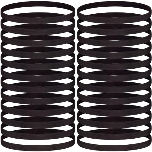 24 Pcs Thin Elastic Sports Headbands - Black Athletic Hair Bands