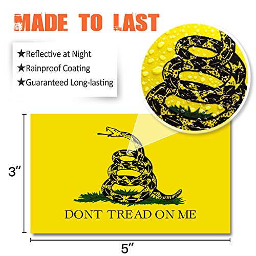 Reflective Don't Tread on Me Decal - 3 Pack Set, 5" x 3"