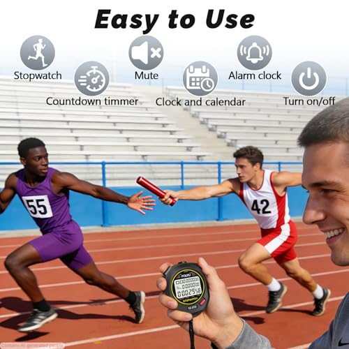Digital Stopwatch Timer with 10 Lap Memory - Black
