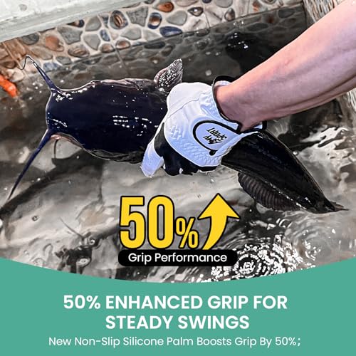 Men’s Golf Gloves - Enhanced Grip All Weather - White - Medium-Large - Left Hand