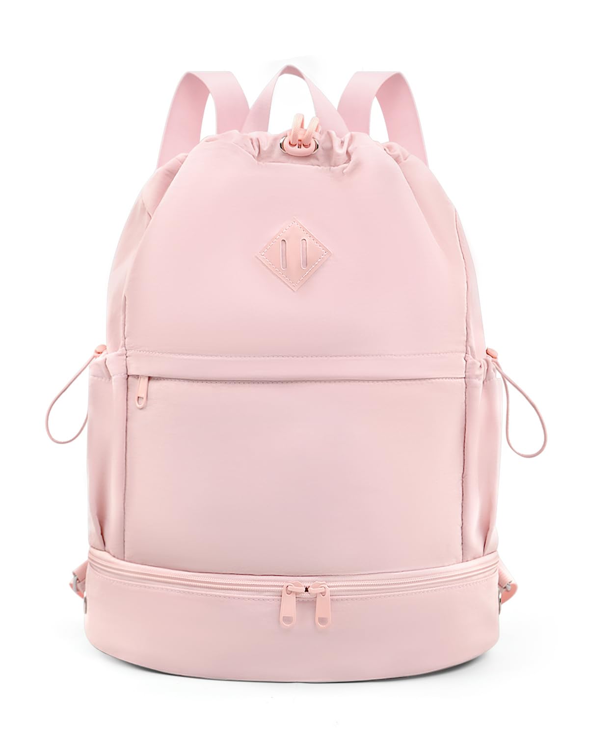 RHDZO Drawstring Backpack Sports Gym Bag with Shoe Compartment and Wet Pocket String Swim Bag for Women Men Beach Backpack, Pink