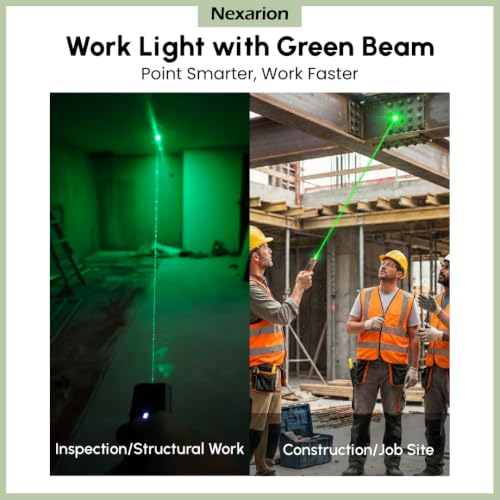 Nexarion Green Laser Pointer EDC Flashlight with UV & Red Light, 1300 Lumens