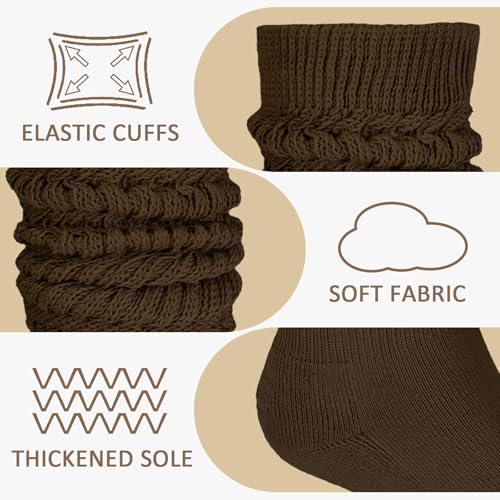 Women Slouch Socks 8 Pairs Long Knee High Boot Socks Thick Cotton Scrunch