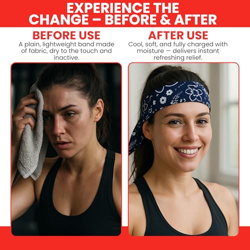 Cooling Gel Bandanas - 4-Pack 38-Inch Red & Blue Paisley