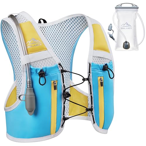 Zelvot Kids Hydration Backpack with 1.5L Bladder - Blue Medium-Large Running Vest