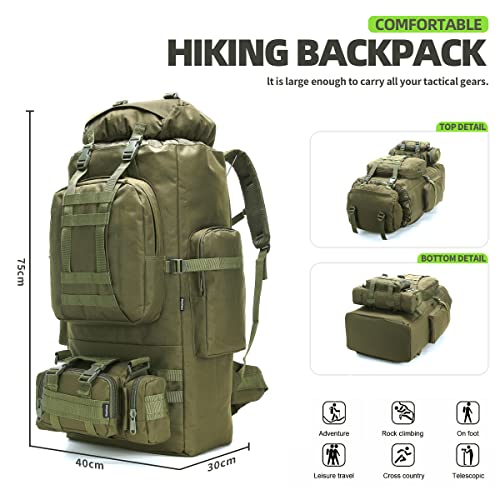 King'sGuard Army Green 100L Molle Camping Hiking Backpack Tactical Rucksack