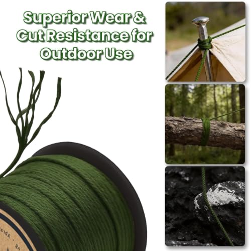 High-Strength Camo Green Kevlar Cord - 200lb | 1.1mm x 30ft