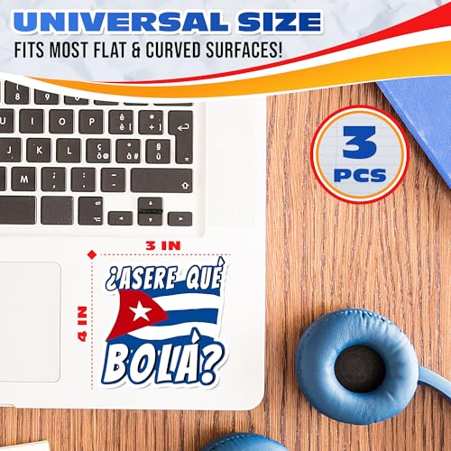 Cuban Flag Stickers - 3 Pcs Vinyl Car Decals - Blue-Red