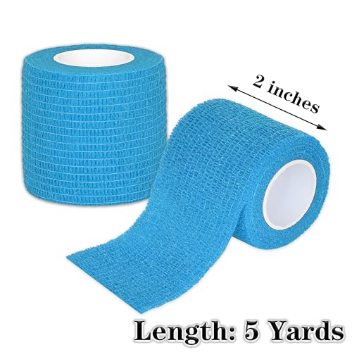 Self Adhesive Bandage Wrap - 2 Inch, 8 Rolls, Light Blue