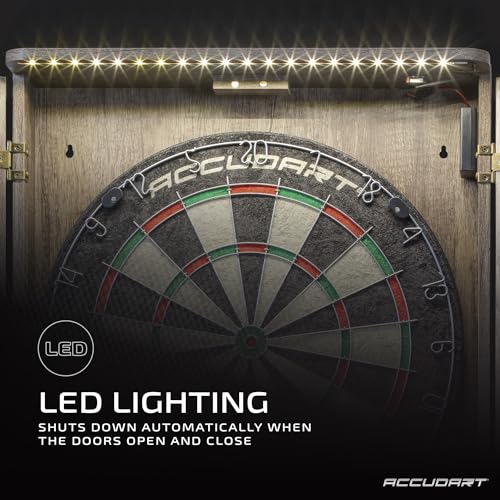 Regulation 18" Sisal Dartboard Cabinet Set with LED Lighting