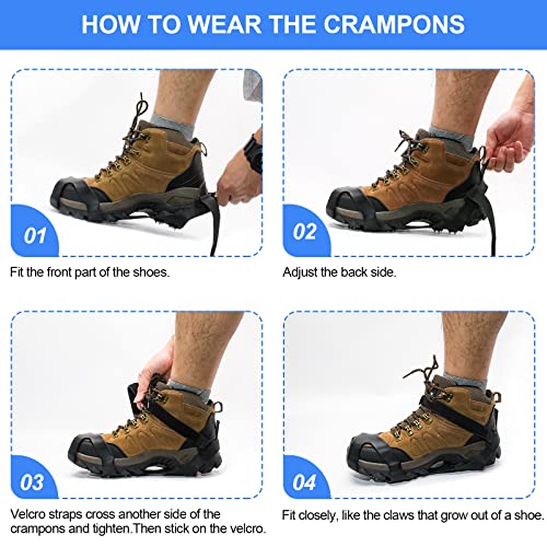 Large Crampons - Ice Cleats for Shoes & Boots, Traction Spikes