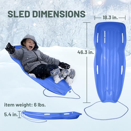 Flexible Toboggan Snow Sled for 2 Riders - 2 Pack Blue/Red