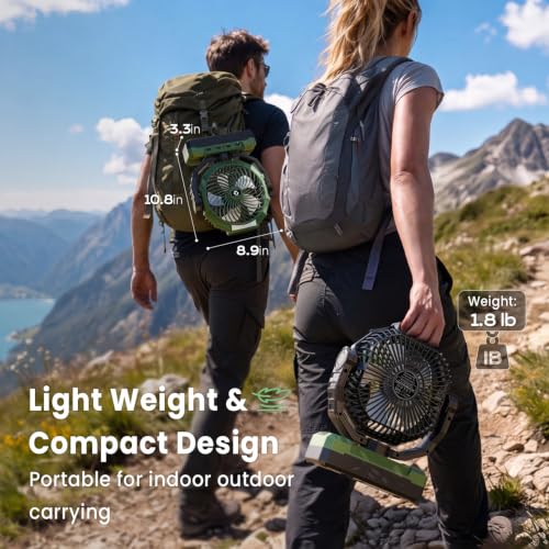 24000mAh Camping Fan with Light & Remote - Green