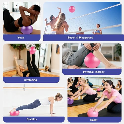 9-Inch Pilates Ball Set - 2 Colors with Pumps for Yoga & Therapy