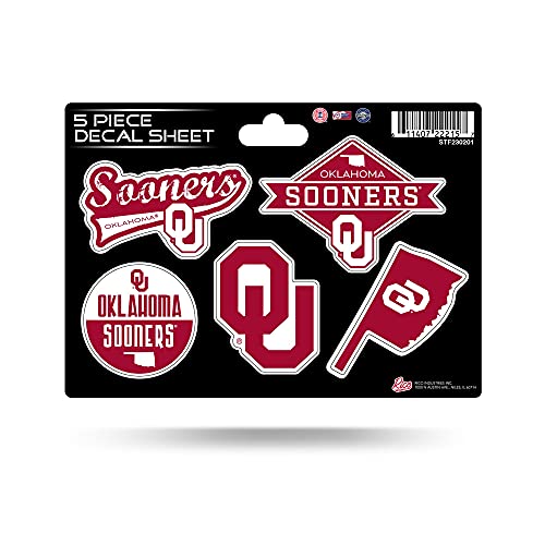 Oklahoma Sooners NCAA 5-Piece Vinyl Sticker Sheet - Official Team Decals for Cars & Surfaces