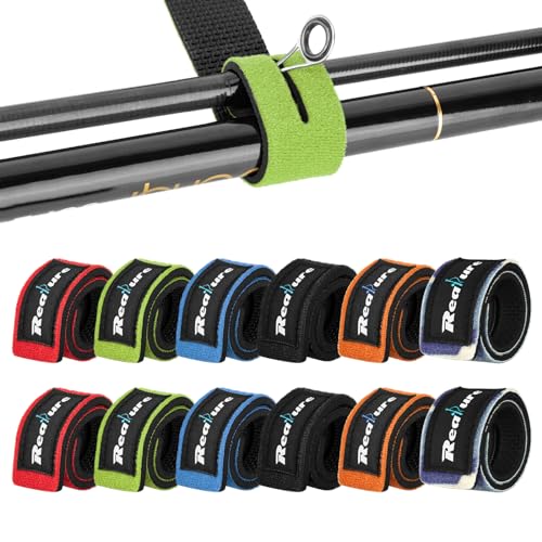 Adjustable Fishing Rod Straps - 12 Pcs, 6 Colors