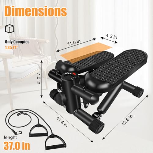 Mini Hydraulic Fitness Stepper with LCD Monitor & Resistance Bands