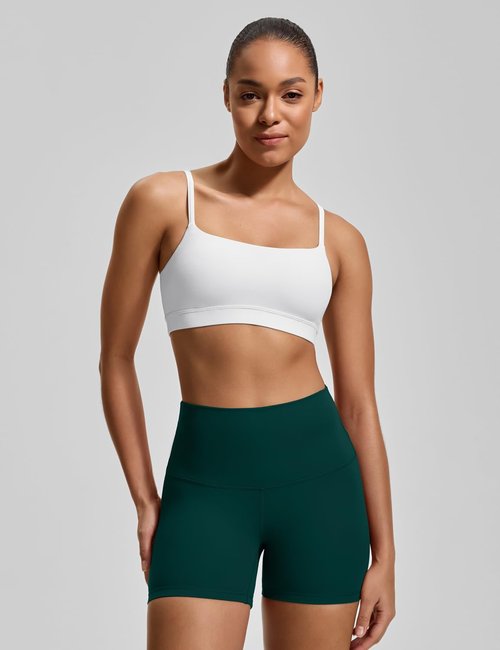 HeyNuts Women's Scoop Neck Sports Bra - Padded U-Back Camisole Yoga Top for A-C Cups