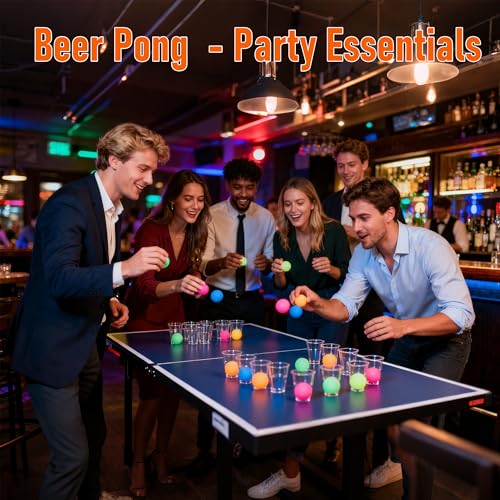 Colorful Ping Pong Balls in Bucket - 14 Pack - 12 PP & 2 ABS Balls