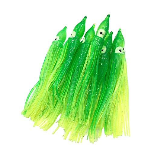 Octopus Skirts Trolling Lures - Green Non-Luminous, 1.9in, 22 Pack
