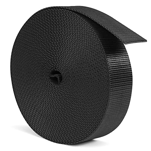 Heavy Duty Webbing Straps - Extra Thick Polyester, 12 Yards, Black 5/8" Width
