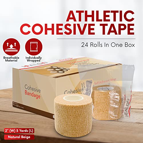 HEALQU Self Adhesive Bandage Wrap - 12 Rolls 2in x 5yd Cohesive Tape