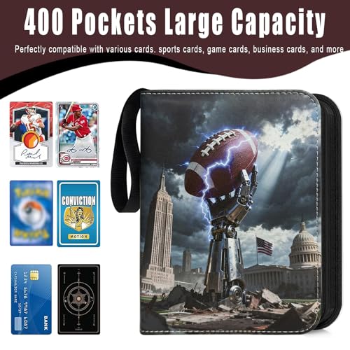 Football Card Binder with 400 Pockets & Sleeves - Card Organizer